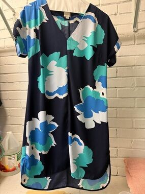 a new day Navy Floral High-Low Dress with Teal & Blue Accents